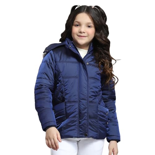 Monte Carlo Girls Solid Blue Hooded Neck Full Sleeve Jacket - Image 1