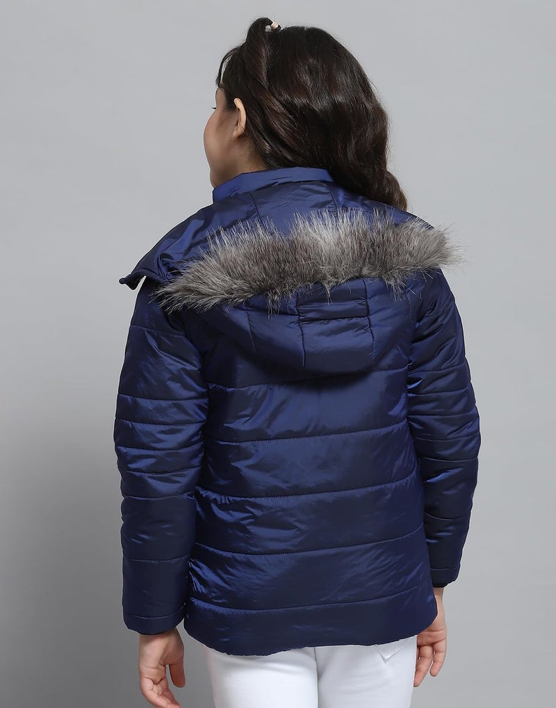 Monte Carlo Girls Solid Blue Hooded Neck Full Sleeve Jacket - Image 5