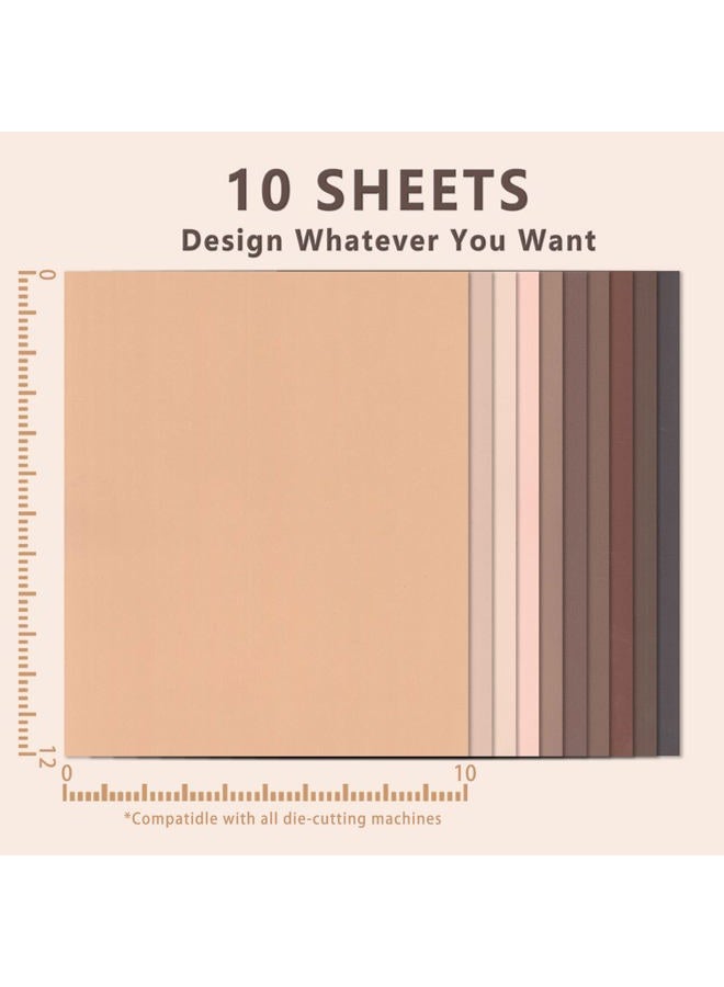 Tintnut Skin Tone Heat Transfer Vinyl - 10 Sheets Bundle 10x12 Inch Cream Barely Beige Iron on Vinyl Brown Tan HTV Vinyl Craft Cutter DIY T-Shirts Clothing Bags - Image 3