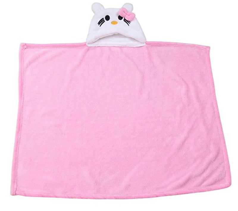 BRANDONN Newborn Combo of Furry Glacier Hooded Smily Baby Blanket and Premium Glacier Hooded Baby Wrapper(Pack of 2, Pink n White-Purple) - Image 4