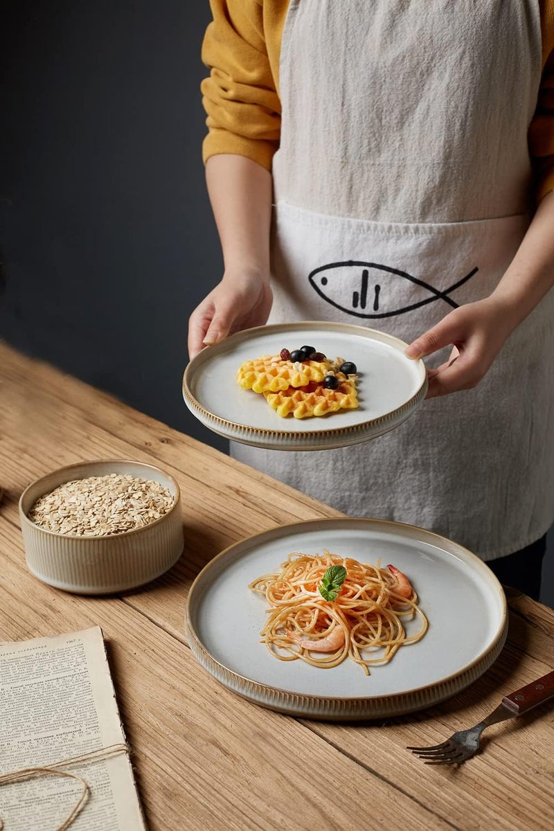 Famiware Star Plates and Bowls Sets Modern Stoneware Dinnerware Sets for 6 18Piece Kitchen Dish Sets  Chip and Scratch Resistant Microwave and Dishwasher Safe Tableware Set Cappuccino White - Image 4