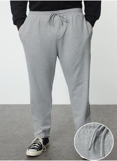 trendyol Large Size Gray Regular Fit Elastic Waist and Tie Fabric Trousers TMNAW25AR00004  - Image 1
