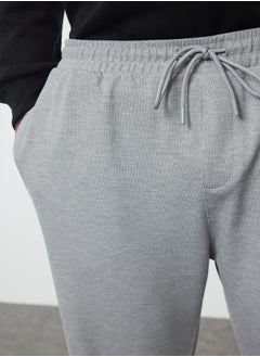 trendyol Large Size Gray Regular Fit Elastic Waist and Tie Fabric Trousers TMNAW25AR00004  - Image 5