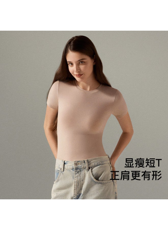 ubras Stylish Women'S Shaping Short-Sleeve Base Layer, Business Casual Basic Top For Summer - Image 2
