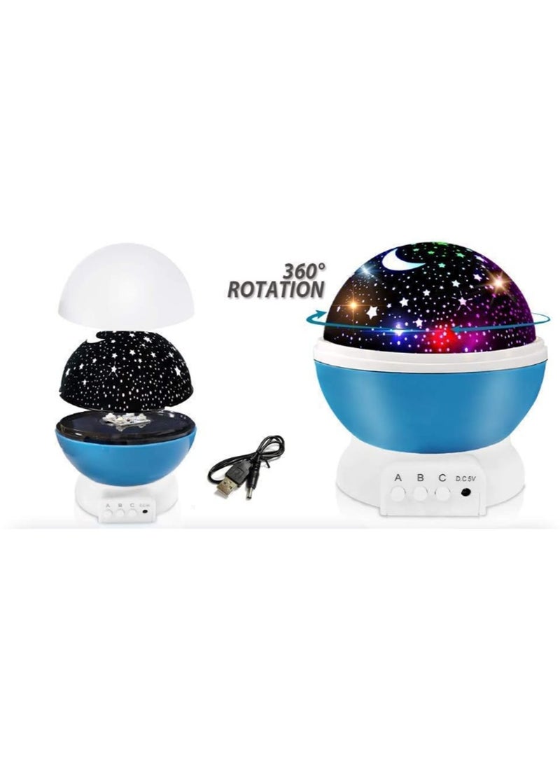 (Multi Color) Romantic Sky Star Master Night Light Projector - USB LED Lamp for Kids' Sleep Lighting, Baby Nursery Room, and Children’s Nightlight. 360° Rotating Moon and Star Projection with Color-Changing Disco Lamp and Desco Ball Effect, Ideal Gift for Diwali, Birthday, and Christmas. Includes USB Cable, Moon Light Lamp, and 360° Swivel for Nursery Decor (Multi Color) - Image 1