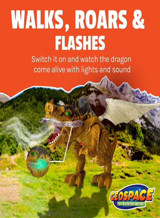 Geospace New Dragon Walking Dinosaur Toy - Smoke Breathing Fire Dragon Toy for Kids 3 & up, Walking Dinosaur Toys with Lights, Roaring Sound, Dragons Action Figure, Dragons for Gift (Bull Dragon) - Image 3