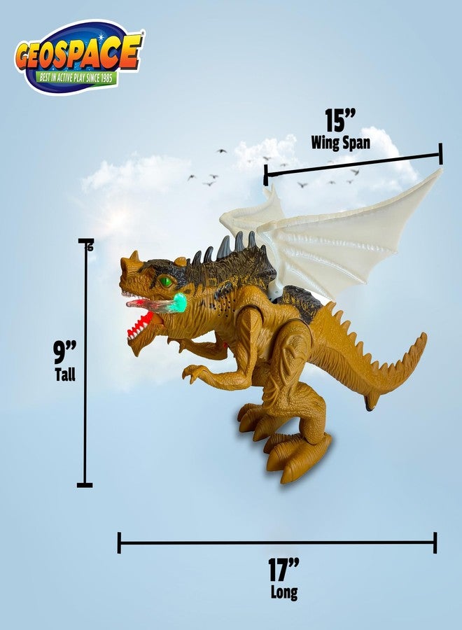 Geospace New Dragon Walking Dinosaur Toy - Smoke Breathing Fire Dragon Toy for Kids 3 & up, Walking Dinosaur Toys with Lights, Roaring Sound, Dragons Action Figure, Dragons for Gift (Bull Dragon) - Image 4