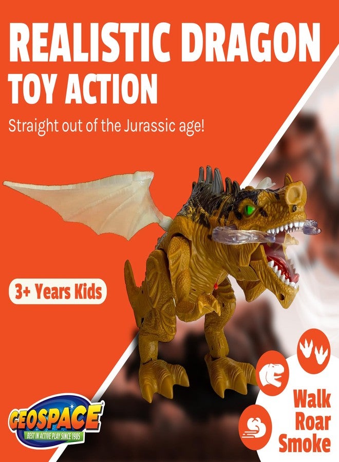 Geospace New Dragon Walking Dinosaur Toy - Smoke Breathing Fire Dragon Toy for Kids 3 & up, Walking Dinosaur Toys with Lights, Roaring Sound, Dragons Action Figure, Dragons for Gift (Bull Dragon) - Image 5