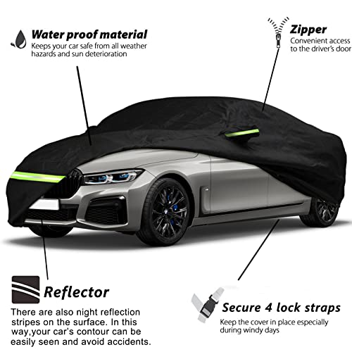 YIXIN Waterproof 210T Car Covers for BMW 7 Series 20102026 Fit 100 Waterproof with Windproof Strap Single Door Zipper for BMW 728i 730i 740i 750i 730li 740li 750li 760li - Image 3