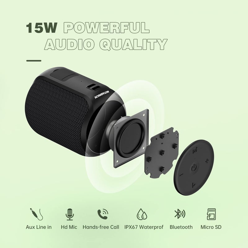 NOTABRICK Bluetooth Speaker with15W, IPX67 Waterproof Portable Speakers Bluetooth Wireless V5.0, Stereo Sound, Active Extra Bass, Double Pairing, for Party, Home Theater, Game Theater - Image 2