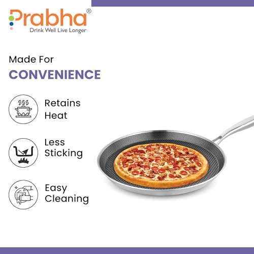 Prabha Stainless Steel Dosa Tawa | Triply Hexa Cube Roti Tawa 28cm | Dosa Tava Non Stick Marble Coating Induction Base & Gas Stove Compatible | Food-Grade Steel Sturdy Handles - Image 5