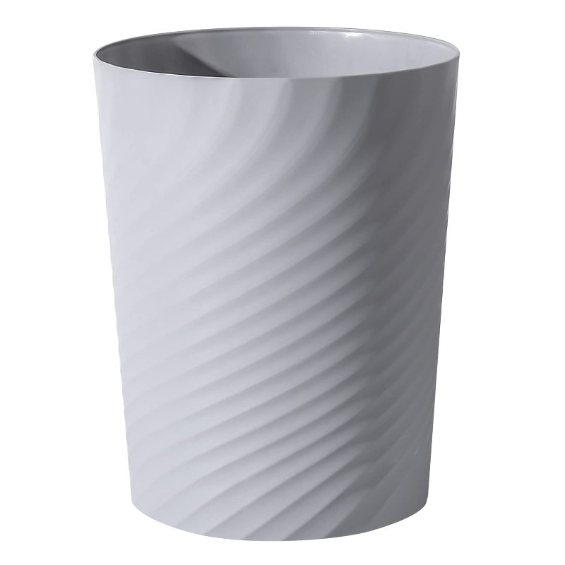UUJOLY Plastic Small Trash Can Wastebasket, Garbage Container Basket for Bathrooms, Laundry Room, Kitchens, Offices, Kids Rooms, Dorms, (Grey, 1.8 Gallon) - Image 1