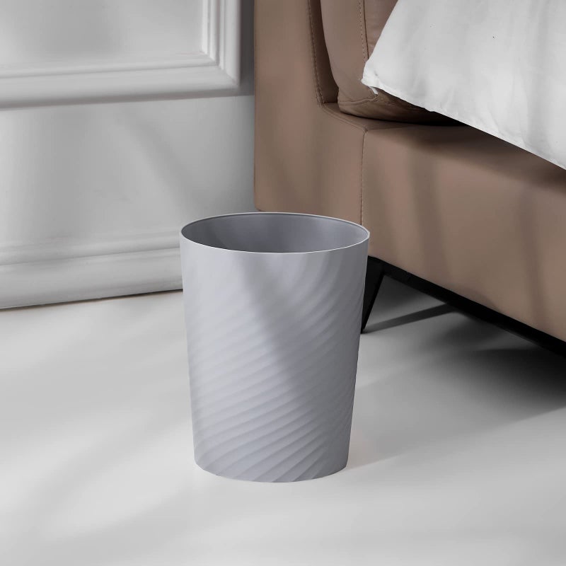 UUJOLY Plastic Small Trash Can Wastebasket, Garbage Container Basket for Bathrooms, Laundry Room, Kitchens, Offices, Kids Rooms, Dorms, (Grey, 1.8 Gallon) - Image 2