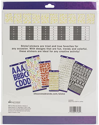 EK Success Sticko Sticker Alpha-Script-Extra Large-Gold-Foil (121 Pieces) 52-90209 - Image 2