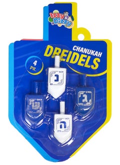 Izzy 'n' Dizzy Hanukkah Dreidels - Blue And White Wooden Dreidel - 4 Pack Medium - Hand Painted - Game Instructions Included  - Image 3