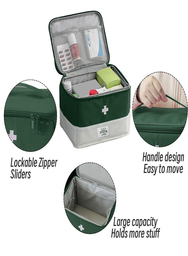 XPAPOV Travel Medicine Bag Organizer, Portable Medical Bag Empty, for Home, Travel, Camping, Car, Hiking & Outdoor Emergencies, Empty first aid box (Green) - Image 3