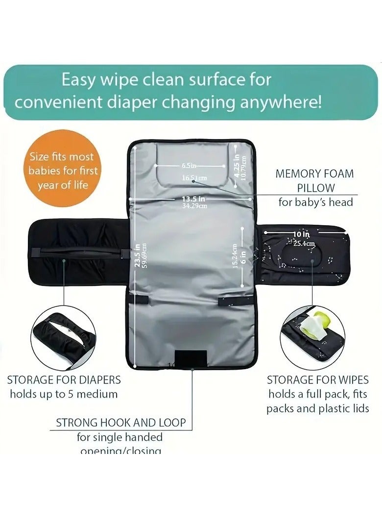 Little tots Portable Changing Pad - Ultra-Portable and Compact Design with Soft Cushioned Mat, Built-in Wipes Holder, and Waterproof Surface - Perfect for On-the-Go Parents and Caregivers, Ideal for Diaper Bag, Car, or Nursery Use  - Image 3