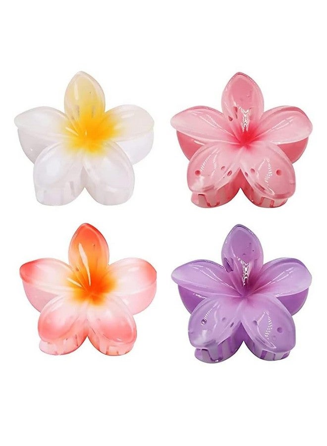 CHIROGRAPHY 4 PCS Flower Hair Claw Clips|Large Claw Clips for Thick Hair|Strong Hold Nonslip Hair Clips for Women| Flower Claw Clips|Cute Hair Clips|Banana Clip for Thin Hair|MULTICOLOR - Image 1