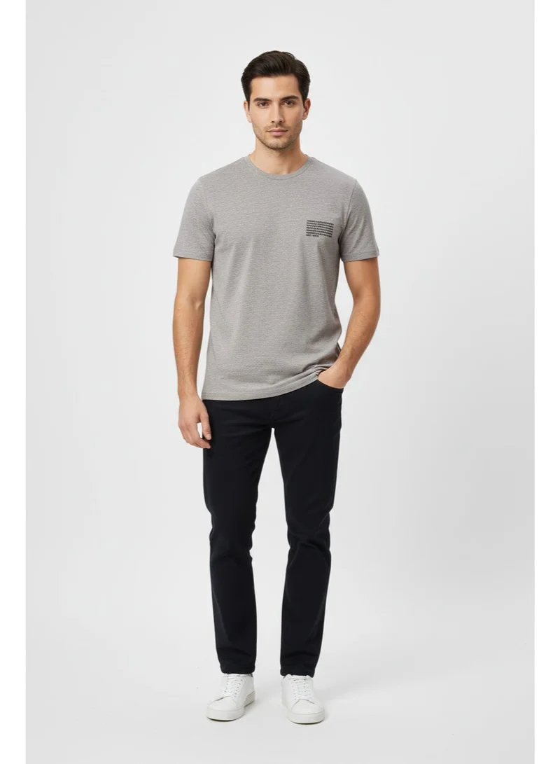 French Connection Lgt Grey Mel/Marine Logo Crew Neck Basic T-Shirt for Men | Best Price UAE