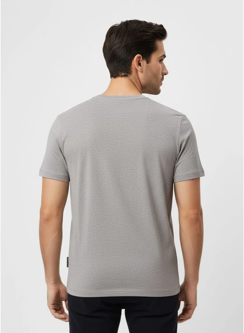 French Connection Lgt Grey Mel/Marine Logo Crew Neck Basic T-Shirt for Men | Best Price UAE