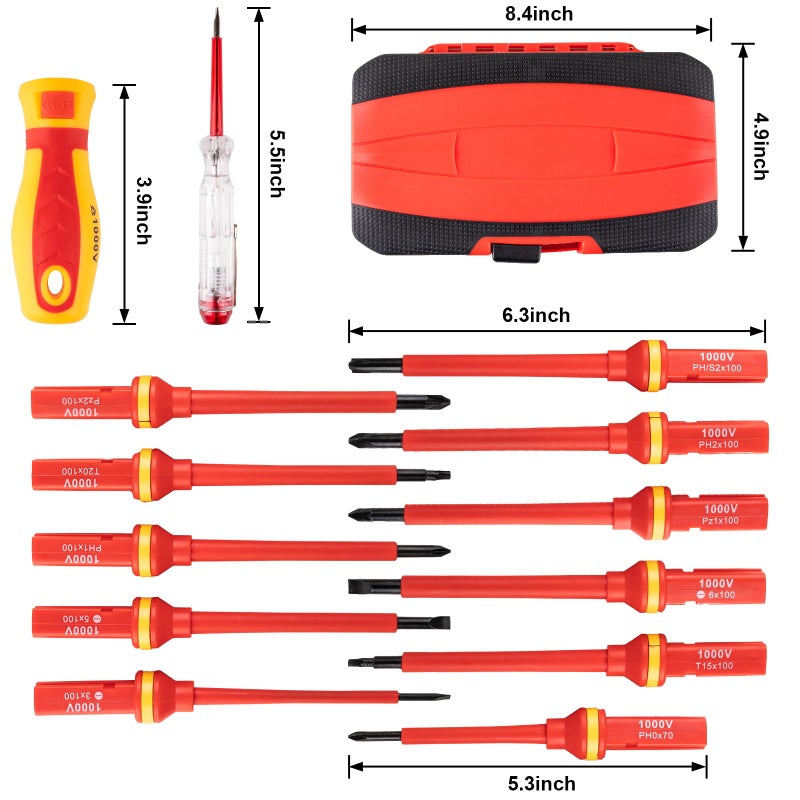 Devvicoo 13PCS 1000V Insulated Screwdriver Set, S2 Steel, Magnetic Tips, PP + TPR Grip, GPSR Certified for Electrician Tools & Industrial Use - Image 3