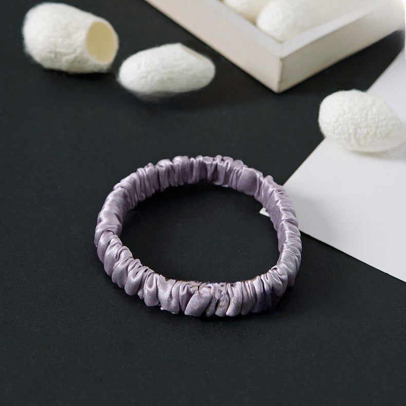 Generic Elegant Elastic Mulberry Silk Hair Ties Lotus root purple