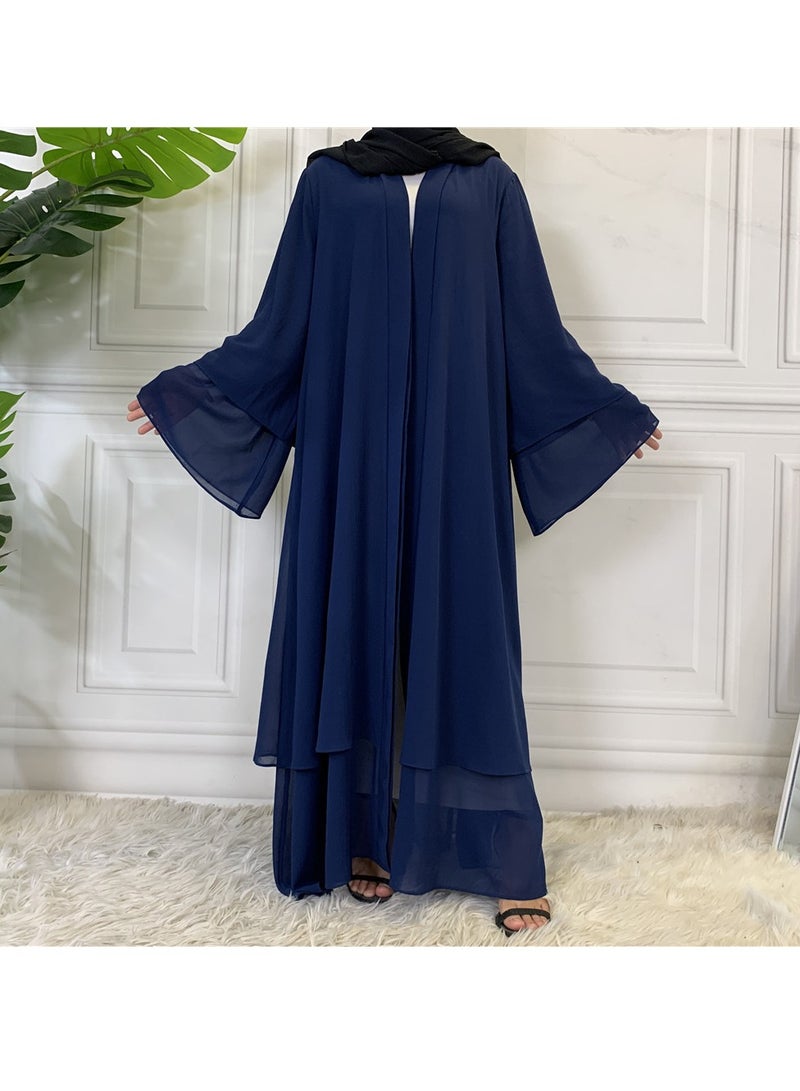 إسكدنيا عباءة نسائية، فستان مسلم مريح ضيق لوس، كاردigans طويل، حجاب، عباءة متينة وقابلة للتنفس بفتحة أمامية، فستان كفتان ماكسي للمراهقات والنساء، (المقاس S، سفير) - Image 1