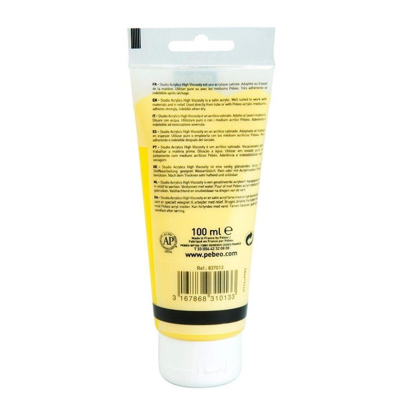 PEBEO High Viscosity Studio Acrylics - Light AZO Yellow (13) - Tube of 100 ML - Image 2