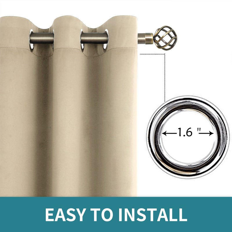 BGment Room Darkening Curtains 95 Inches Long - Grommet Thermal Insulated Drapes Window Treatment Curtains for Bedroom  2 Panels  52 x 95 Inch  Beige - Image 5