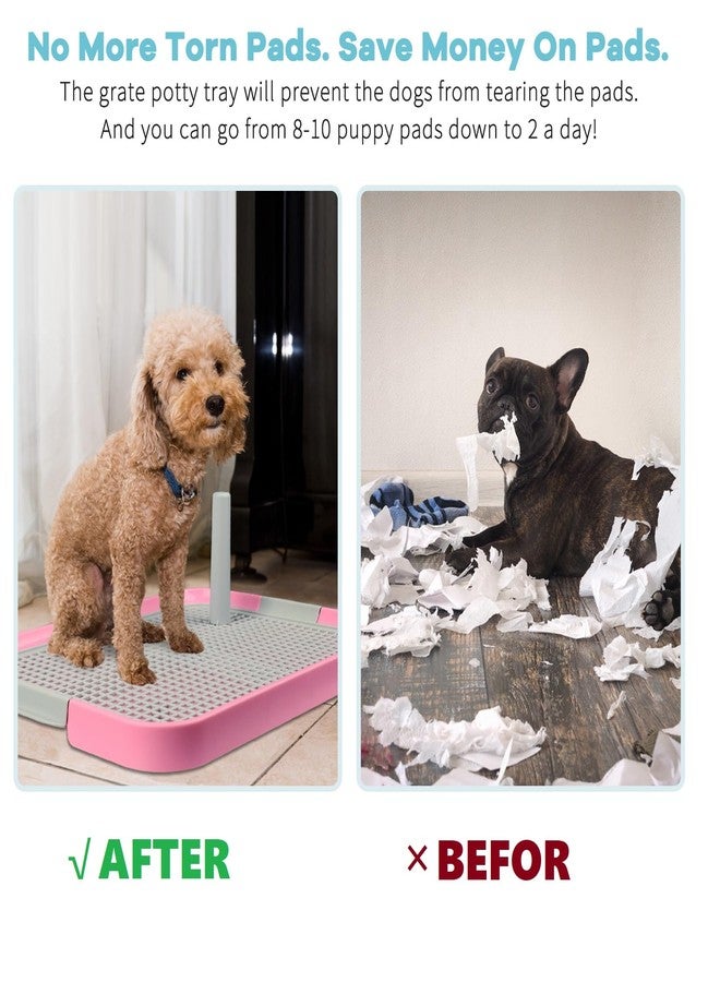 CUHIOY Dog Potty Tray Toilet, 20"x14", Doggy Bathroom, Indoor/Outdoor, Pink, Medium, for Dogs, Both Genders, Cat & Dog - Image 2