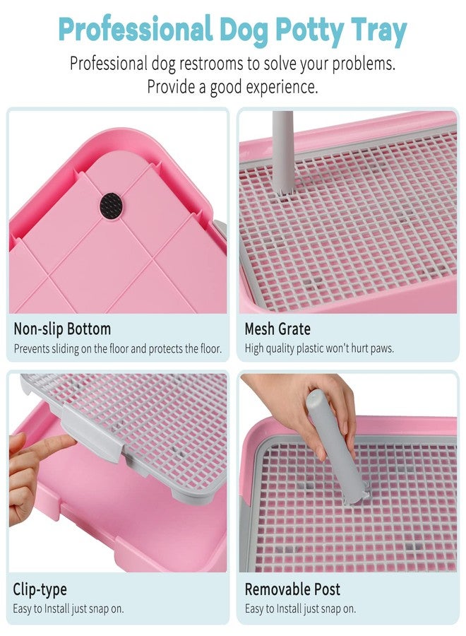 CUHIOY Dog Potty Tray Toilet, 20"x14", Doggy Bathroom, Indoor/Outdoor, Pink, Medium, for Dogs, Both Genders, Cat & Dog - Image 3