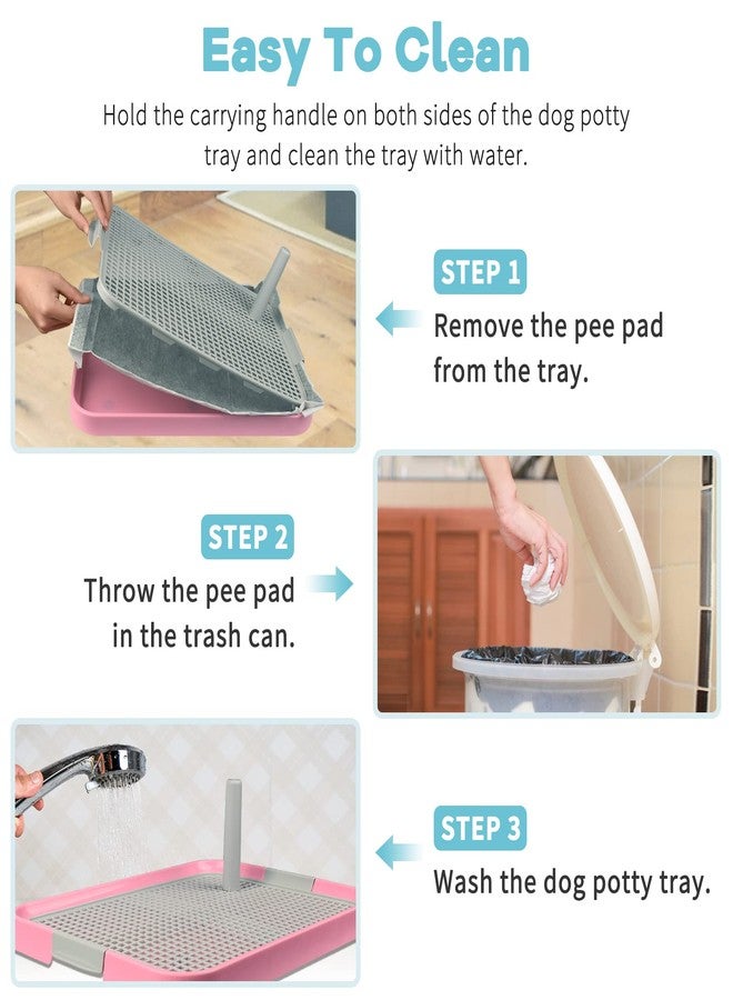 CUHIOY Dog Potty Tray Toilet, 20"x14", Doggy Bathroom, Indoor/Outdoor, Pink, Medium, for Dogs, Both Genders, Cat & Dog - Image 4