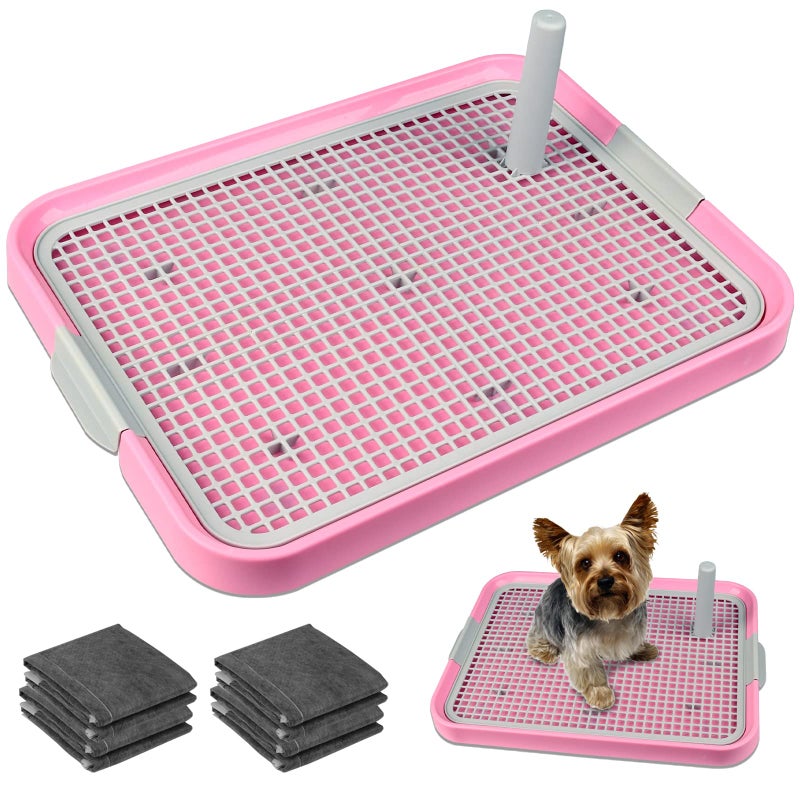 CUHIOY Dog Potty Tray Toilet, 20"x14", Doggy Bathroom, Indoor/Outdoor, Pink, Medium, for Dogs, Both Genders, Cat & Dog - Image 1