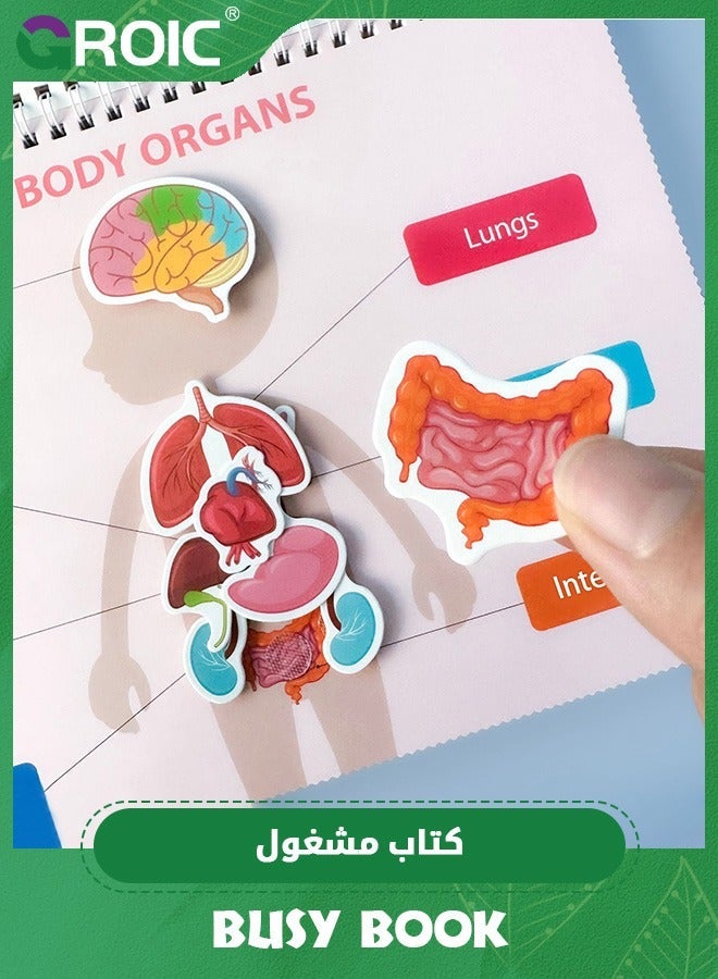 GROIC Montessori Busy Book for Kids, Quiet Book,Human Body Anatomy Toddlers, Preshool Kindergarten Learning Activities, Autism Sensory Toys,Sticker Books Kids,Educational Toys - Image 5