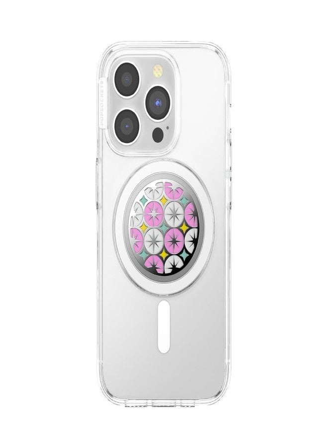 PopSockets Phone Grip for MagSafe with Kickstand, Magnetic Stand, Swappable Top, Secure Hold for iPhone MagSafe Cases, Phone & Tablet Grip - Enamel Atomic Wallpaper - Image 3