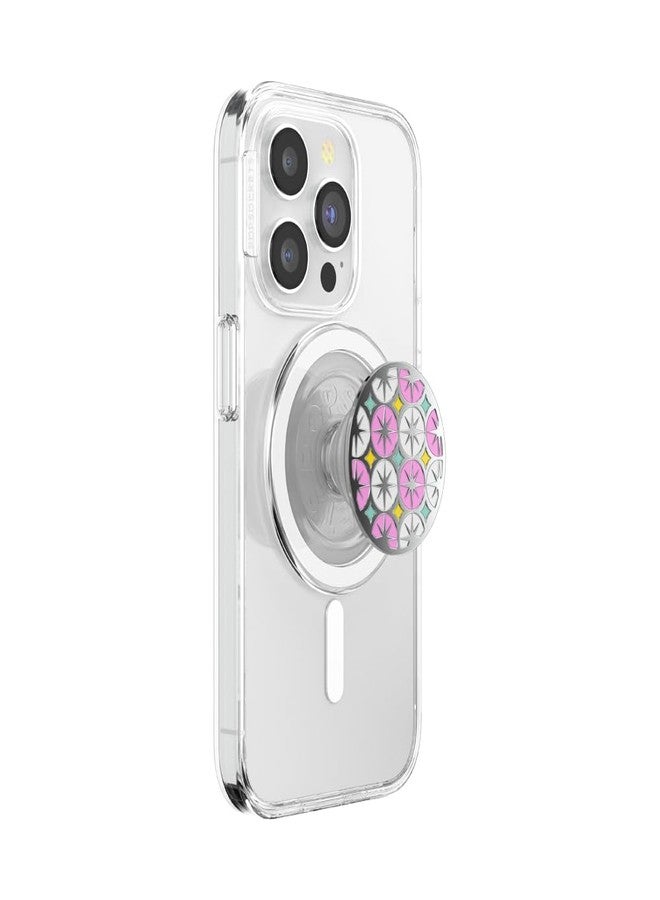 PopSockets Phone Grip for MagSafe with Kickstand, Magnetic Stand, Swappable Top, Secure Hold for iPhone MagSafe Cases, Phone & Tablet Grip - Enamel Atomic Wallpaper - Image 1