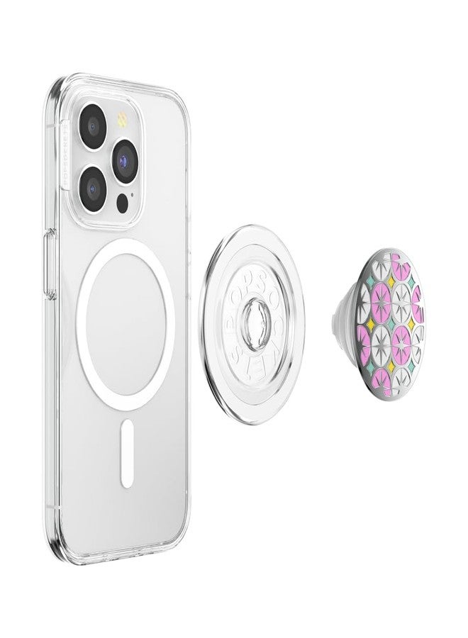 PopSockets Phone Grip for MagSafe with Kickstand, Magnetic Stand, Swappable Top, Secure Hold for iPhone MagSafe Cases, Phone & Tablet Grip - Enamel Atomic Wallpaper - Image 4