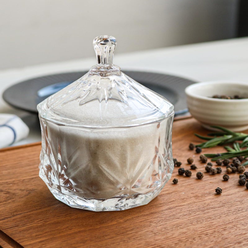 Iyulania Glass Salt Box with Lid, Decorative Storage Container for Pepper, Kosher Salt, Sugar, Spices and Candies, Dishwasher Safe, 9 oz - Image 2