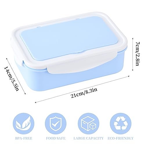 UPTRUST Bento Lunch Container for Kids, Bento Adult Box with 3 Compartment, Leak-proof, Dishwasher Safe, Freezer Safe, Meal Snack Box(Blue-White) (Blue-White) - Image 3