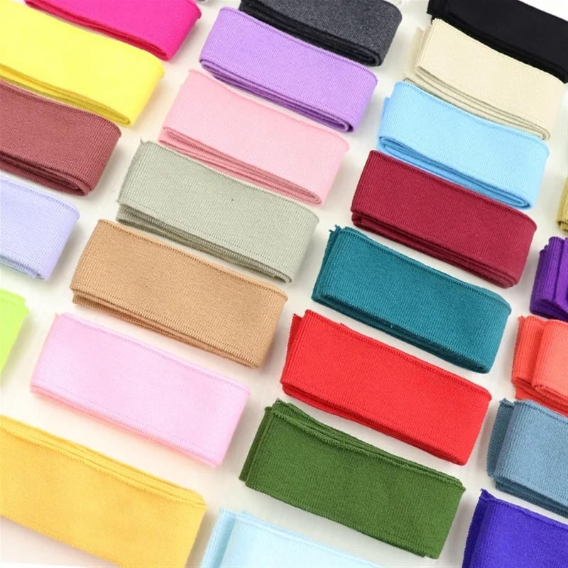 Elastic Ribbed Cuffs 4 * 80CM High Stretch Knitted Rib Cotton Fabric T-Shirt Neckline Elastic Collar Cuffs Trim for Clothing Accessories Fabric(Color-32) - Image 5