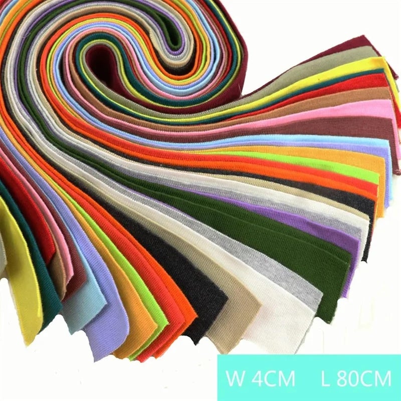 Elastic Ribbed Cuffs 4 * 80CM High Stretch Knitted Rib Cotton Fabric T-Shirt Neckline Elastic Collar Cuffs Trim for Clothing Accessories Fabric(Color-32) - Image 2