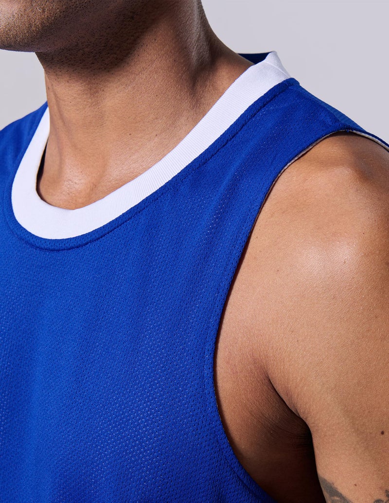 Liberty Pro 1 Set of Men's Reversible Basketball Jersey and Shorts, Double-Sided Custom Athletic Uniforms for Team Sports Practice (Blue/White, Small) - Image 4