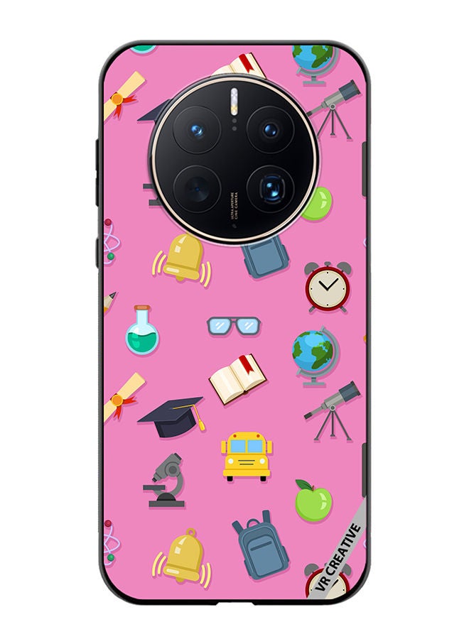VR CREATIVE Protective Case Cover For Huawei Mate 50 Pro Vector Seamless Pattern Of School Color Icons On Pink Design Multicolour - Image 1