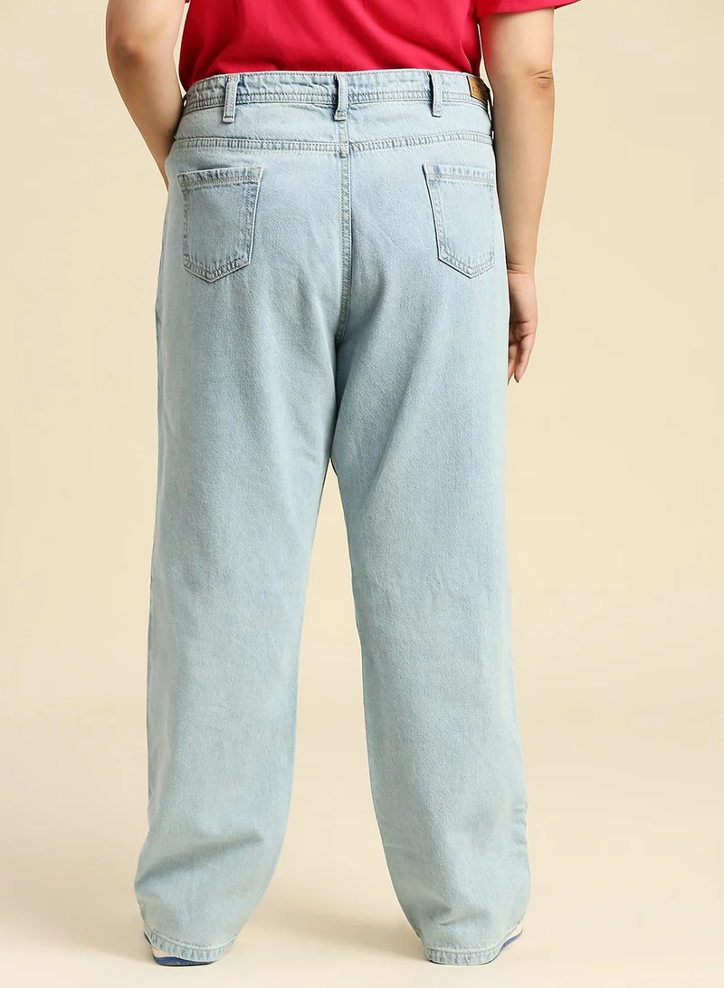 HIGH STAR Light Blue Plus Size Jeans for Women