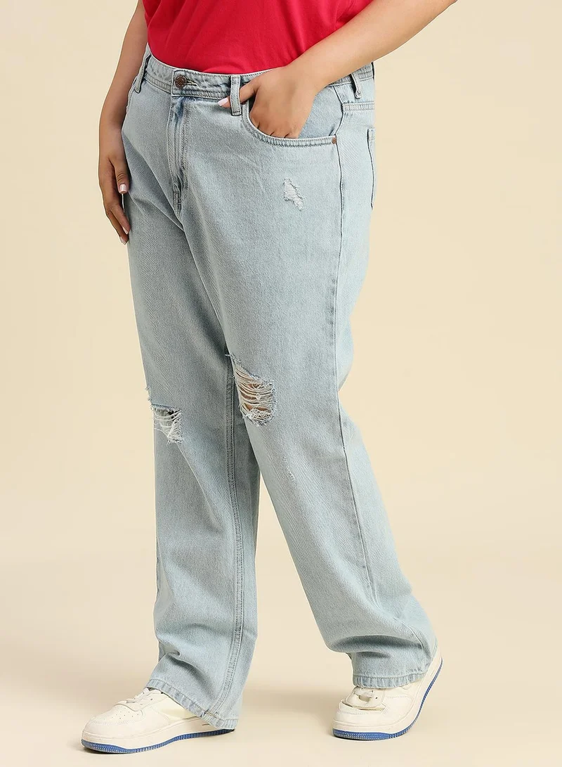 HIGH STAR Light Blue Plus Size Jeans for Women
