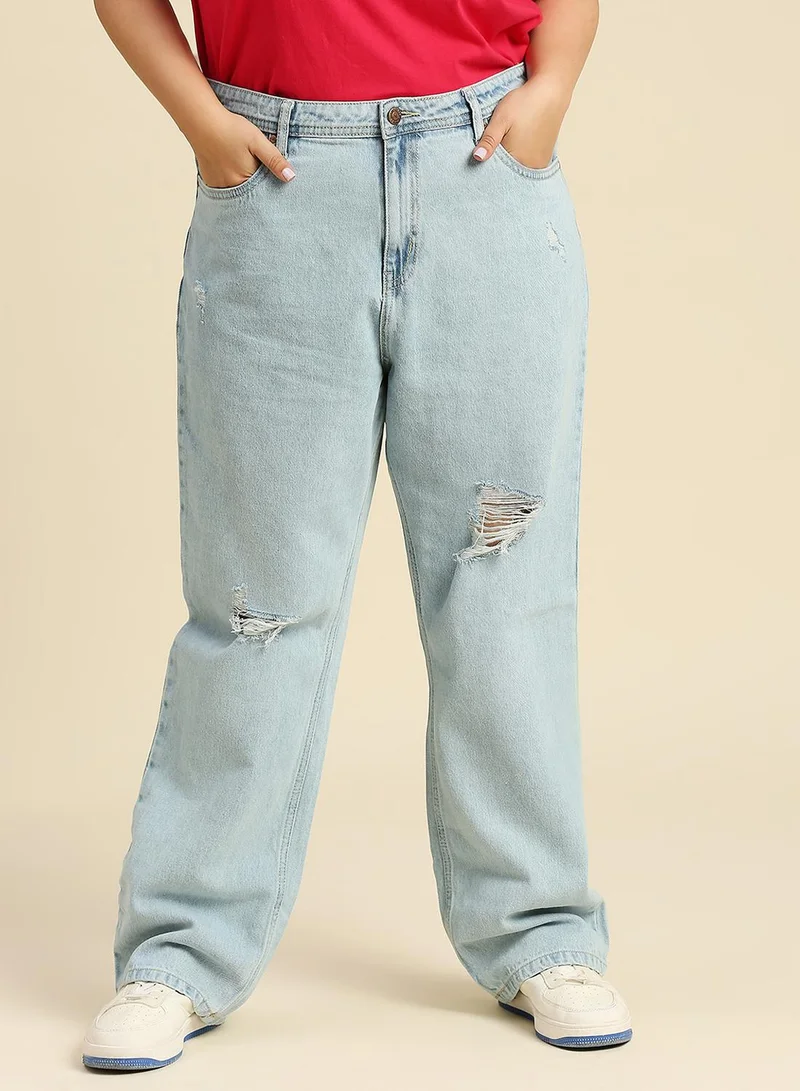 هاي ستار Light Blue Plus Size Jeans for Women