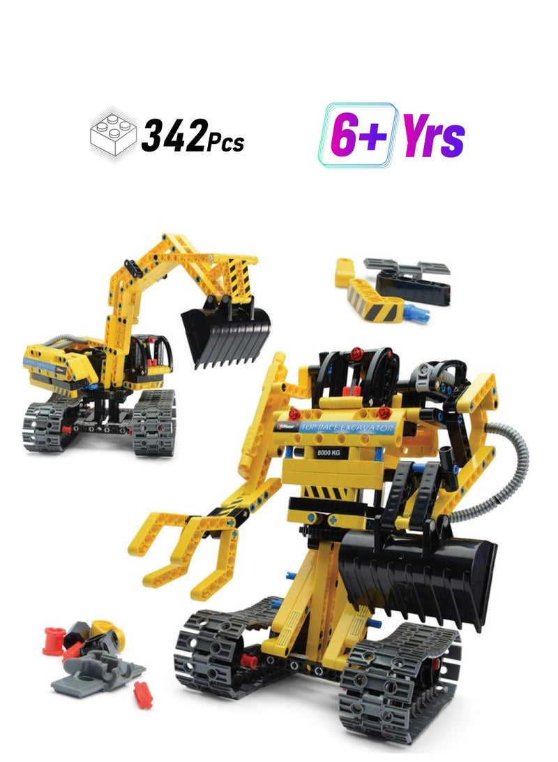 Top Race Stem Building Toys Building Set Stem Kits For Boys Gift Toys For Boys Ages 6 14 Year Old And Up 2 In 1 Model Set Excavator Toy And Robot Toy 342 Pieces - Image 1
