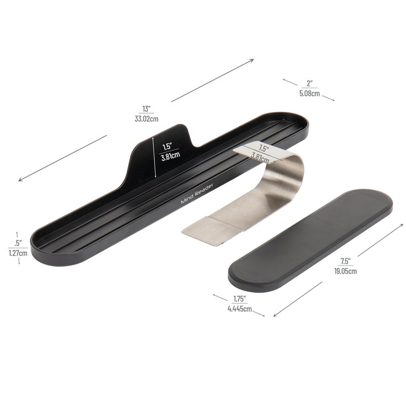 Mind Reader Over Keyboard Shelf, Desktop Organizer, Phone Holder, Storage, Phone Holder, Office, 13" L x 2" W x 3.5" H, Black - Image 3