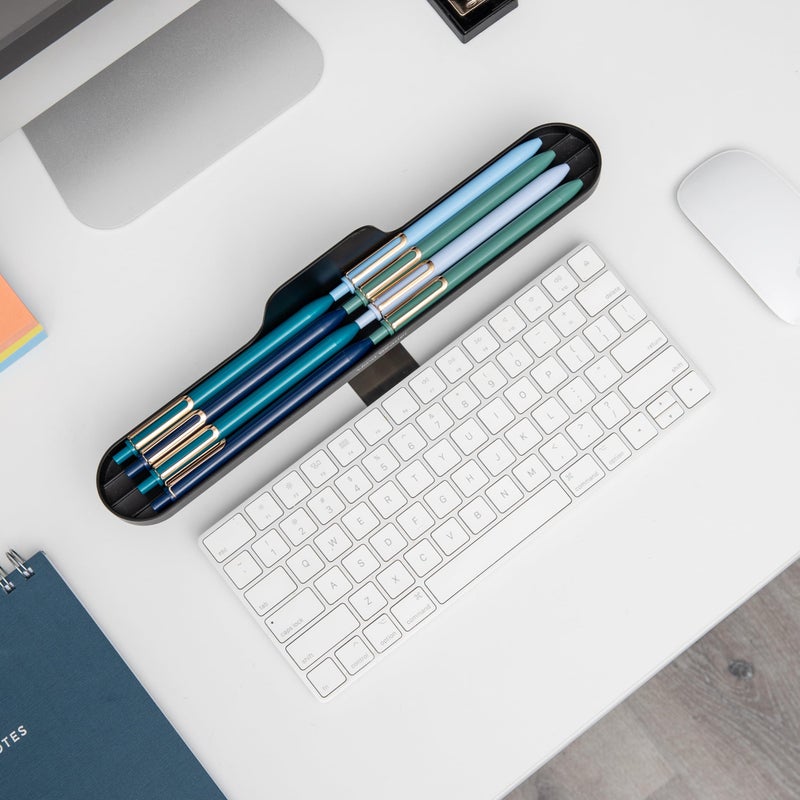 Mind Reader Over Keyboard Shelf, Desktop Organizer, Phone Holder, Storage, Phone Holder, Office, 13" L x 2" W x 3.5" H, Black - Image 5