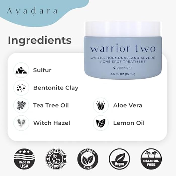 AYADARA Cystic Acne Spot Cream Overnight Hormonal Acne-Prone Skinfor Face & Body Sulfur Cream for Women Men & Teens Effective for Stubborn Breakouts 120 Uses - Image 5